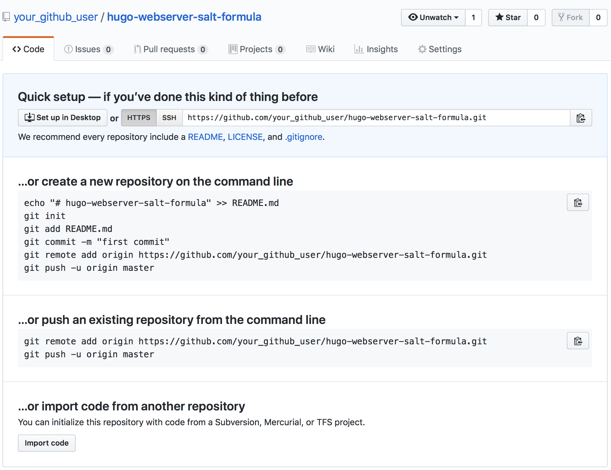 GitHub New Repository - New Salt Formula Repo