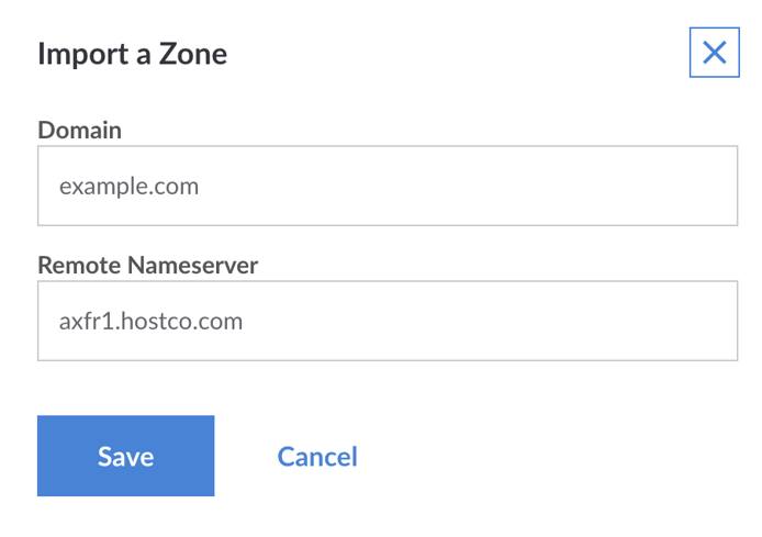 This page lets you import a domain zone.