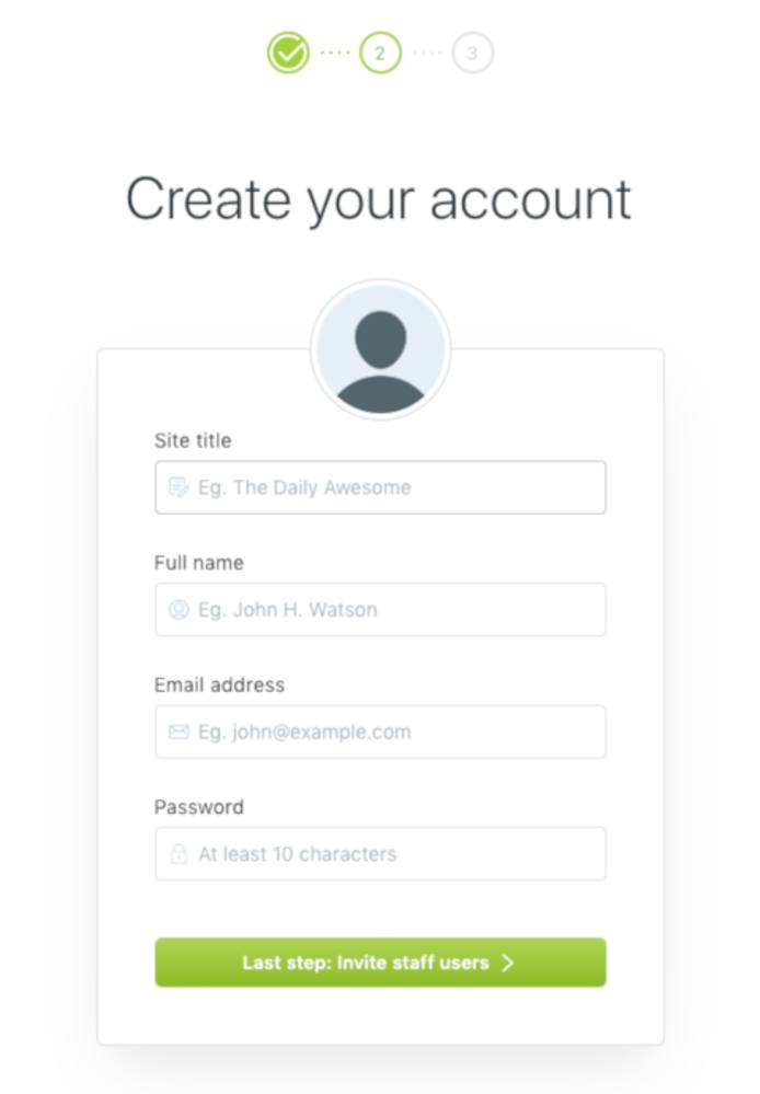 Create Your Account Screen