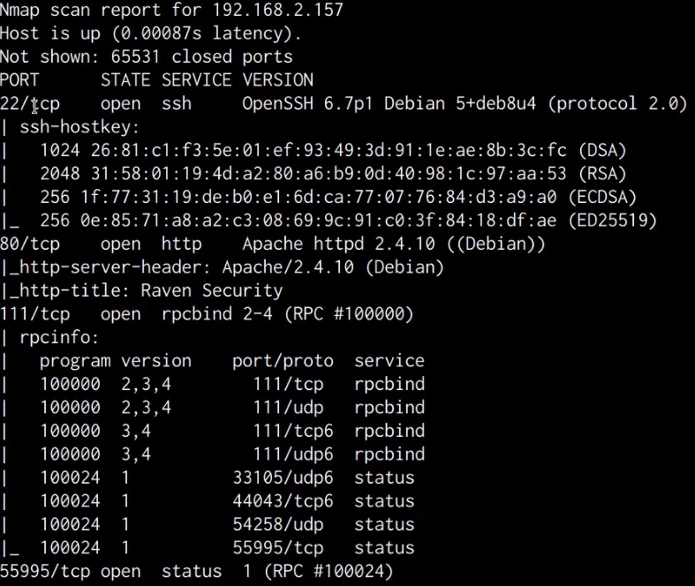 Nmap scan output