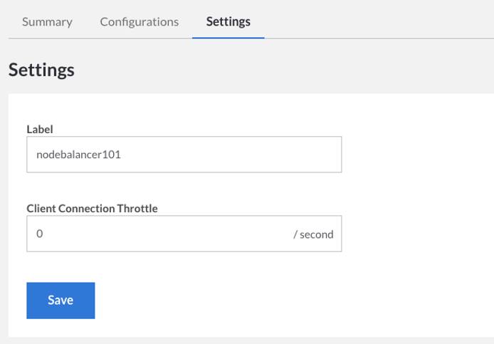 NodeBalancer Settings page in Linode Cloud Manager