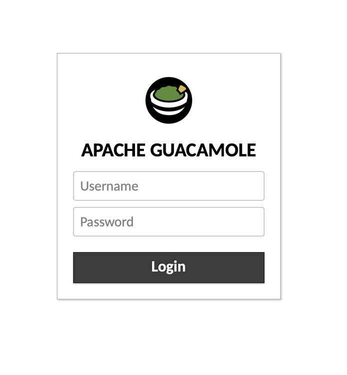 View the Guacamole login page. View the Guacamole login page.