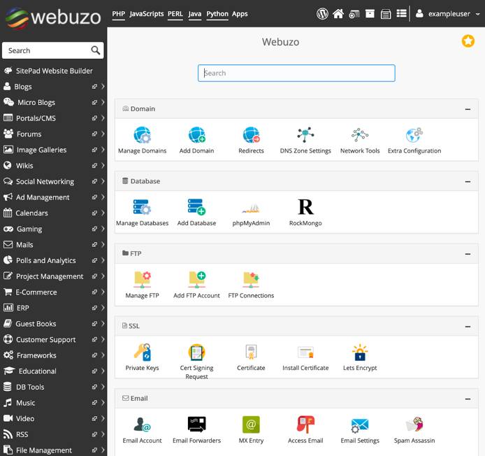 Webuzo EnduserPanel Webuzo Enduser Panel